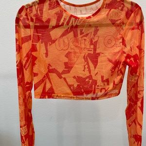 orange crop top mesh
